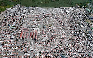 Densely populated township in south africa, from above