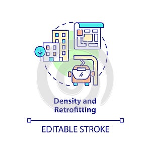 Density and retrofitting concept icon