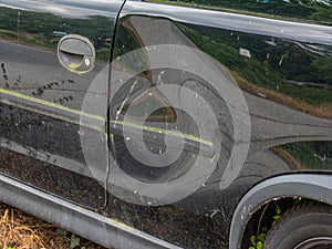 Dent on the car parking damage vandalism