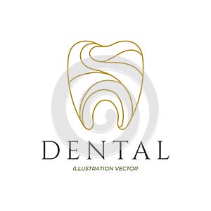 Dent Tooth Line Outline Style for Dental Icon Illustration Symbol