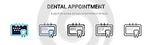 Dental appointment icon in filled, thin line, outline and stroke style. Vector illustration of two colored and black dental
