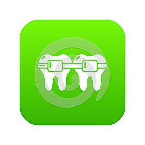 Dental brace icon green vector