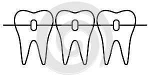 Dental braces icon, orthodontic teeth alignment for a beautiful smile