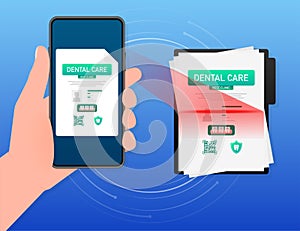 Dental care concept. Credit card icon. Vector design. Medical insurance card icon