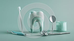 The dental care essentials.AI generated image