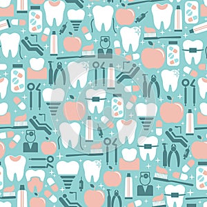 Dental Care Graphics on Blue Background