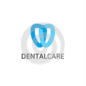 Dental care icon. Dentist clinic vector logo template. Abstract stylized tooth, modern logotype for stomatology. Linear