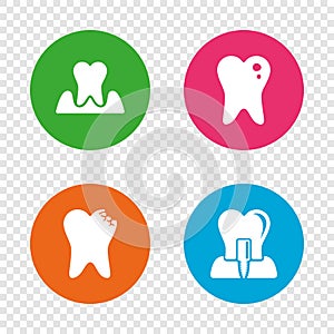 Dental care icons. Caries tooth and implant.