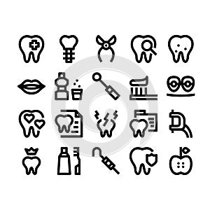 Dental care outline icons