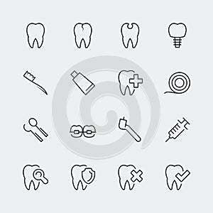 Dental care related vector icons