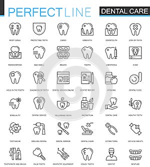 Dental care thin line web icons set. Outline stroke icons design.