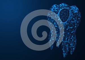 Dental caries. Damaged tooth with roots.