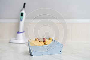 Dental ceramic crown on a plaster model