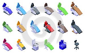 Dental chair icons set isometric vector. Medical device