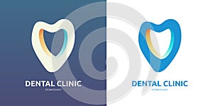 Dental Clinic Logo modern Tooth abstract design vector template Linear style. Dentist or stomatology medical doctor