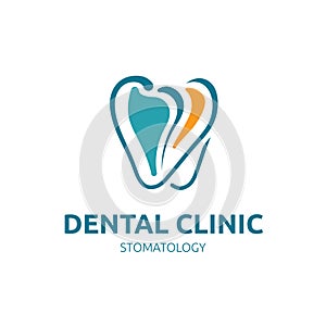 Dental Clinic Logo, or Tooth Care Creative Concept Logo Design Template, Stomatology, orthodontia, medical center