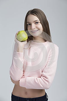 Dental Concepts. Portrait of Happy Teenage Female With Teeth Braces