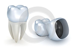 Dental crowns and tooth photo