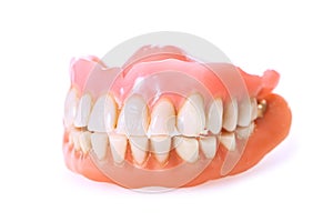 Dental dentures on white background