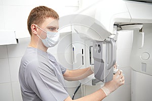 Dental diagnostic examination, dental x-ray equipment. Panoramic radiography, medical technology