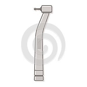 Dental drill with handpiece vector flat illustration