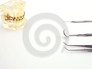 Dental equipment on white background