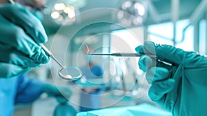 The dental examination tools. AI generated