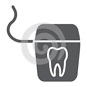 Dental floss glyph icon, stomatology and dental