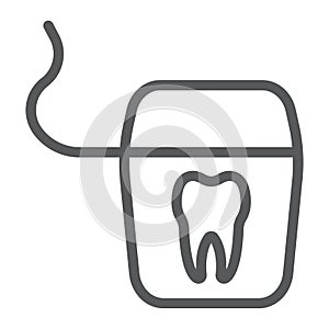Dental floss line icon, stomatology and dental