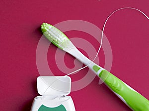 Dental floss and toothbrus