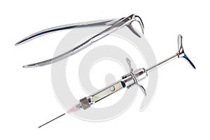 Dental forceps and syringe