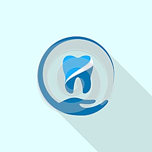 Dental hand care logo icon, flat style