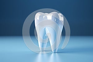 Dental and health care concept 3D illustration shows tooth with inspection mirror