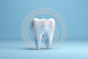 Dental and health care concept 3D illustration shows tooth with inspection mirror