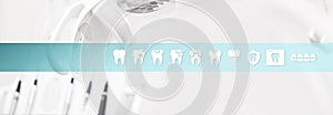 Dental health care concept teeth icons and symbols web banner ba