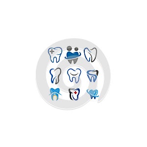 Dental health care medicine illustration logo set