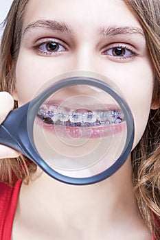 Dental Health and Hygiene Concepts. Caucasian Female Demonstrating Teeth