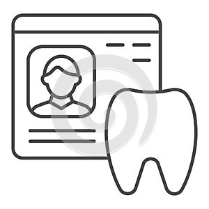 Dental history thin line icon. Medical paper vector illustration isolated on white. Stomatology document outline style