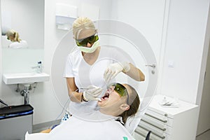 Dental hygienists office, diode laser photo