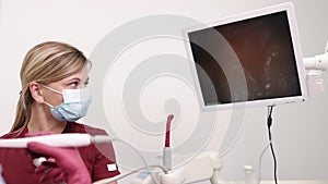 Dental imaging, doctor examining, Dentist Woman