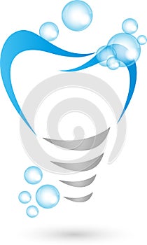 Dental implant and balls, dentist and tooth logo