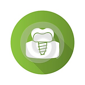 Dental implant flat design long shadow glyph icon