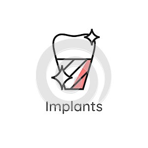 Dental implant surgery denture. Crown abutment implant illustration. Dental icon photo