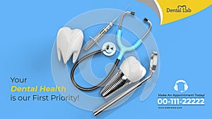 Dental Implants Surgery Concept Horizontal Banner Template