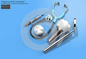 Dental Implants Surgery Concept Pen Tool Created Clipping Path Included in JPEG Easy to Composite