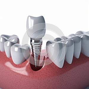 Dental implants surgery treatment, Dental crown 3D model close-up