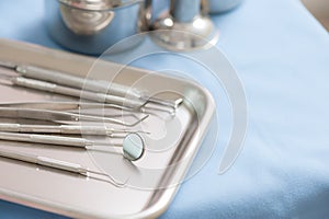 Dental instrument set in clinic