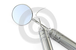 Dental instruments closeup, 3D rendering