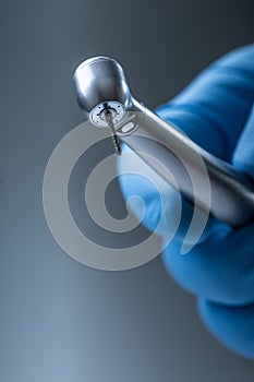 Dental instruments. Denta high speedl turbine. Dental diamond cylinder bur with hand-piece