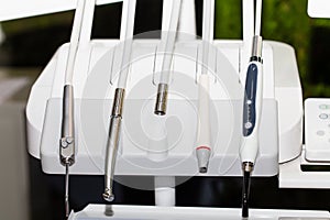 Dental instruments and equipment closeup.